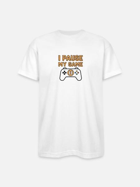 I Pause My Game - Bayside Unisex Heavyweight USA Made T-Shirt - white