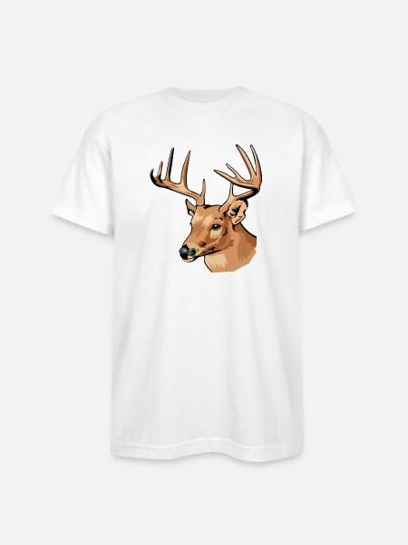 elk 2 - Bayside Unisex Heavyweight USA Made T-Shirt - white