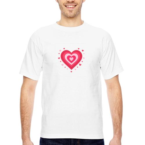 Layered Red & Pink Heart – Cute Valentine Love - Bayside Unisex Heavyweight USA Made T-Shirt