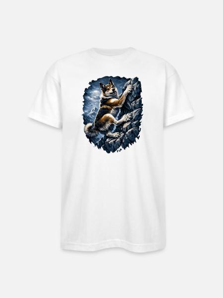 Alpine Husky Climber - Bayside Unisex Heavyweight USA Made T-Shirt - white