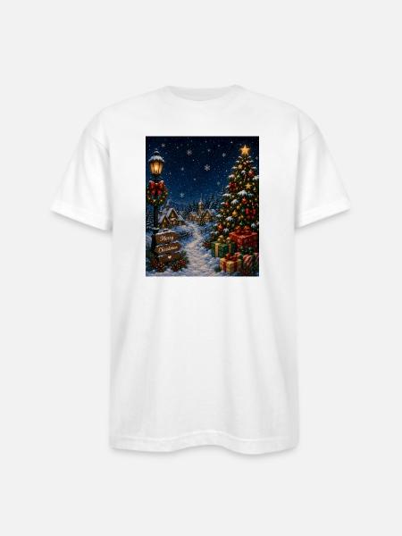Snowlit Christmas Village - Bayside Unisex Heavyweight USA Made T-Shirt - white