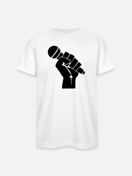 microphone - Bayside Unisex Heavyweight USA Made T-Shirt - white