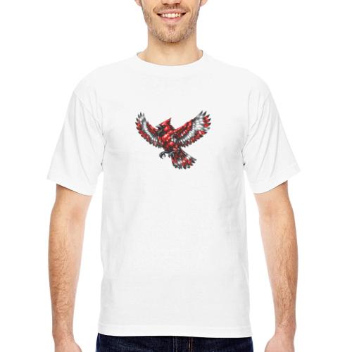 Silver Cardinal in Flight - Bayside Unisex Heavyweight USA Made T-Shirt