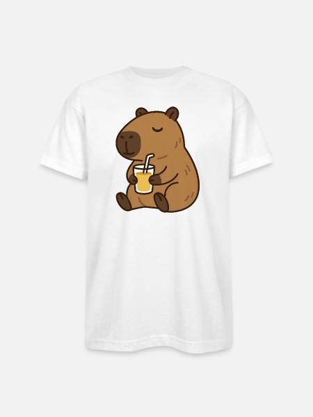 Bear Sips Sunshine - Bayside Unisex Heavyweight USA Made T-Shirt - white