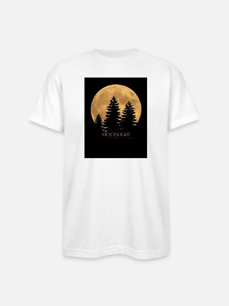 Moonlit Pines Silhouette - Bayside Unisex Heavyweight USA Made T-Shirt - white