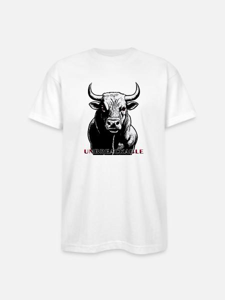 Unbreakable Bull Portrait - Bayside Unisex Heavyweight USA Made T-Shirt - white