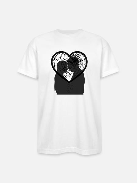 Cracked Heart  - Bayside Unisex Heavyweight USA Made T-Shirt - white