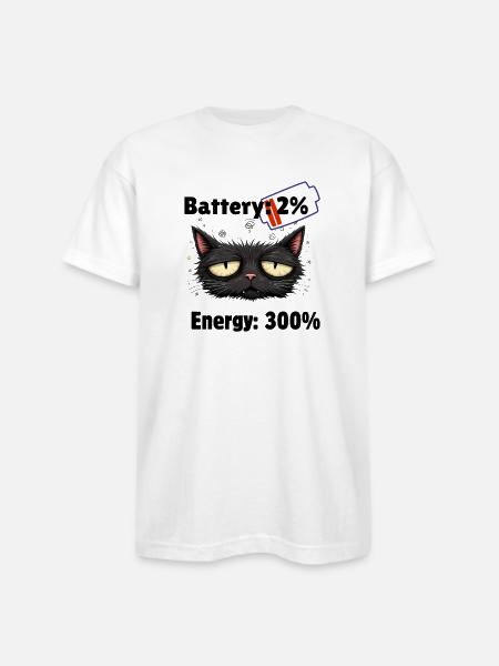 Battery 2% energyn300% - Bayside Unisex Heavyweight USA Made T-Shirt - white