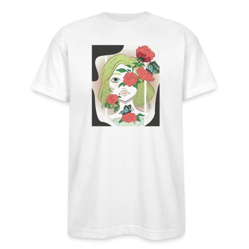 Girl with Rose Vine - Bayside Unisex Heavyweight USA Made T-Shirt