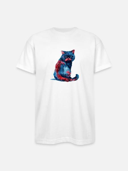 Funny Cat - Bayside Unisex Heavyweight USA Made T-Shirt - white