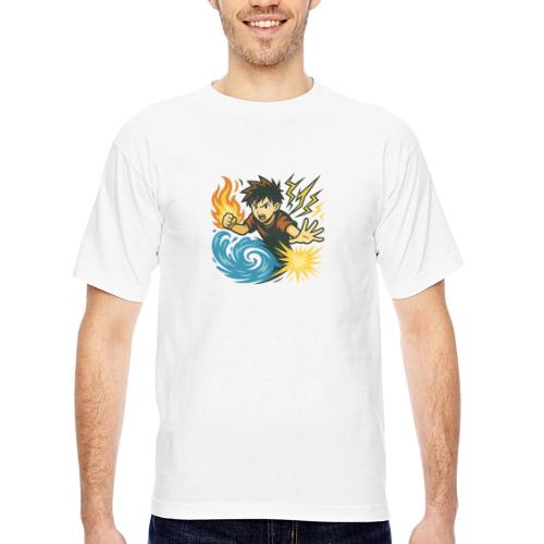 Anime Elemental Warriors | Fire, Water, Lightning - Bayside Unisex Heavyweight USA Made T-Shirt