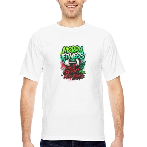 Merry Fitness Christmas Gym Humor - Bayside Unisex Heavyweight USA Made T-Shirt