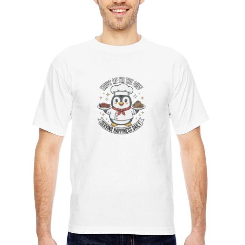 cute Penguin Chef-Funny Cartoon Daily Happiness - Bayside Unisex Heavyweight USA Made T-Shirt