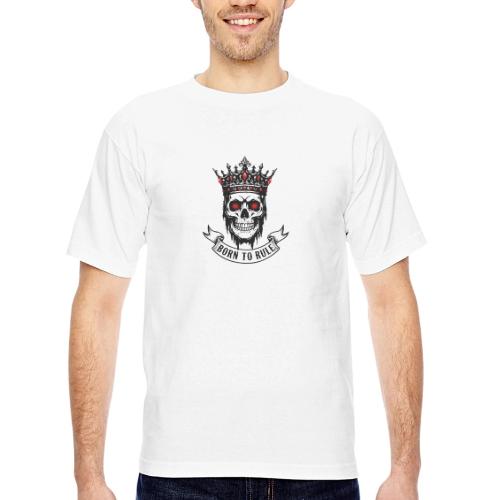 Born to Rule Skull King - Bayside Unisex Heavyweight USA Made T-Shirt