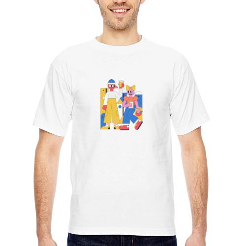 Bold Geometric Duo Pop Art - Bayside Unisex Heavyweight USA Made T-Shirt