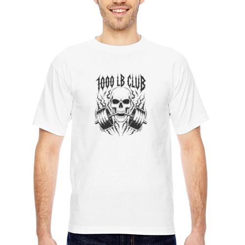 1000 LB Club Skull Barbell Powerlif - Bayside Unisex Heavyweight USA Made T-Shirt