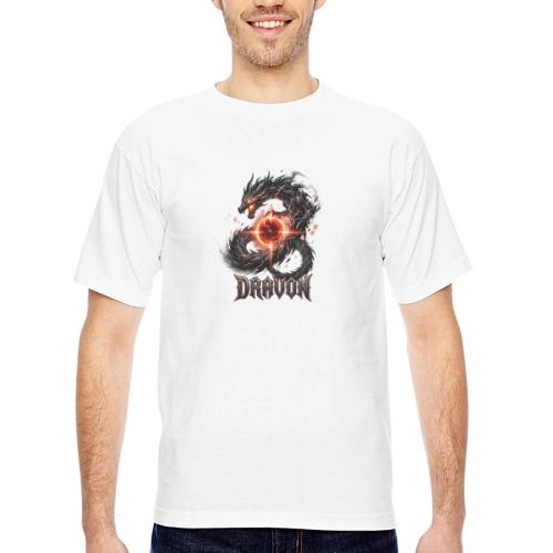 Dravon Fire Dragon Dark Fantasy Graphic T-Shirt - Bayside Unisex Heavyweight USA Made T-Shirt