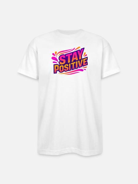 Stay Positive Neon Splash - Bayside Unisex Heavyweight USA Made T-Shirt - white