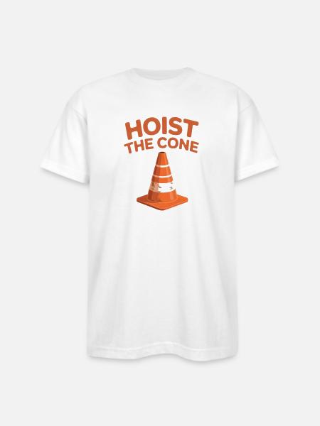 Hoist the Cone Graphic Tee - Bayside Unisex Heavyweight USA Made T-Shirt - white