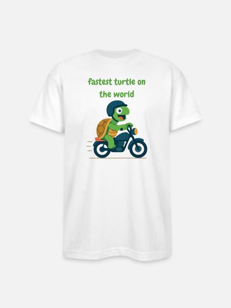 Turtle driver motorcycle - Bayside Unisex Heavyweight USA Made T-Shirt - white