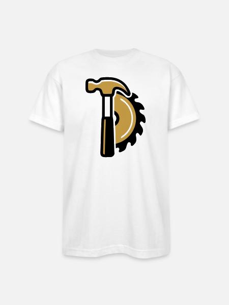 Hammer Circular Saw Logo - Bayside Unisex Heavyweight USA Made T-Shirt - white