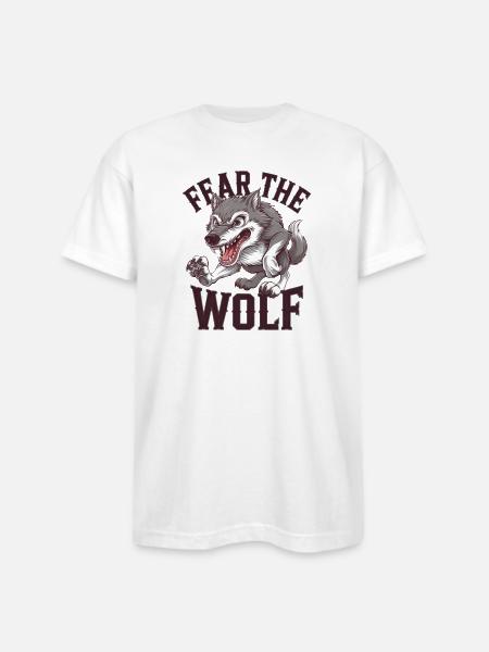 Howling Wolf Spirit - Bayside Unisex Heavyweight USA Made T-Shirt - white