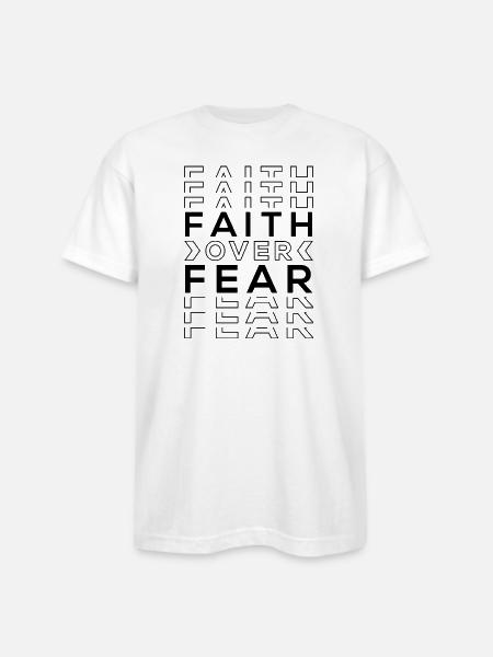 FAITH OVER FEAR - Bayside Unisex Heavyweight USA Made T-Shirt - white