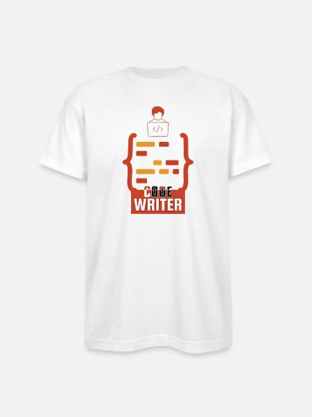 Code Writer Emblem - Bayside Unisex Heavyweight USA Made T-Shirt - white