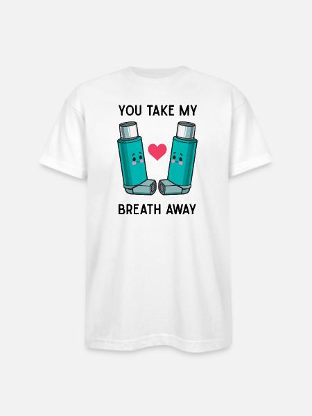 Funny Asthma Inhalers Love T-Shirt - Bayside Unisex Heavyweight USA Made T-Shirt - white