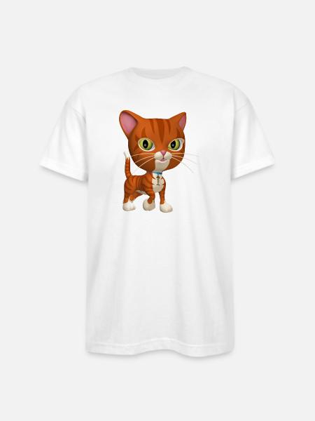 Orange Tabby Cat - Bayside Unisex Heavyweight USA Made T-Shirt - white