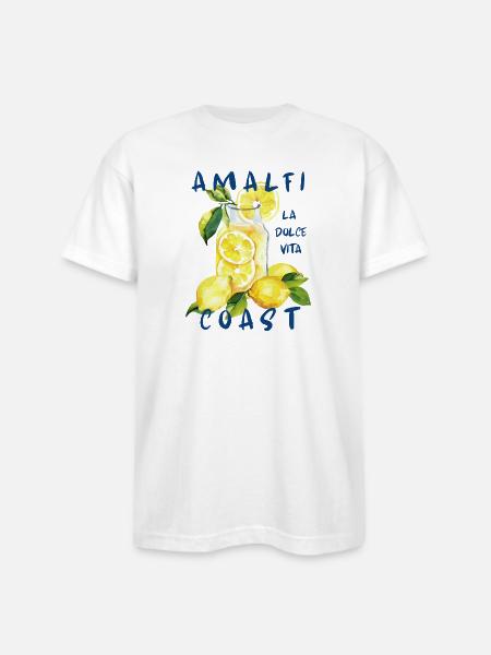 Amalfi Coast Italy - la Dolce Vita - Bayside Unisex Heavyweight USA Made T-Shirt - white
