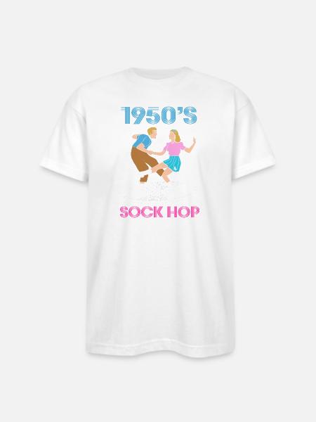 Sock Hop 1950s Dance Party - Bayside Unisex Heavyweight USA Made T-Shirt - white
