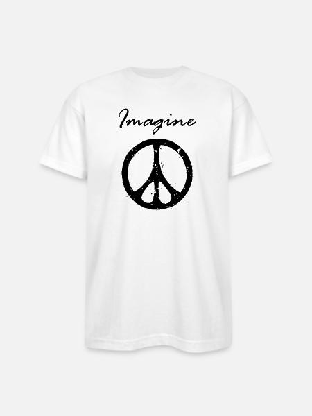 Imagine Peace - Bayside Unisex Heavyweight USA Made T-Shirt - white