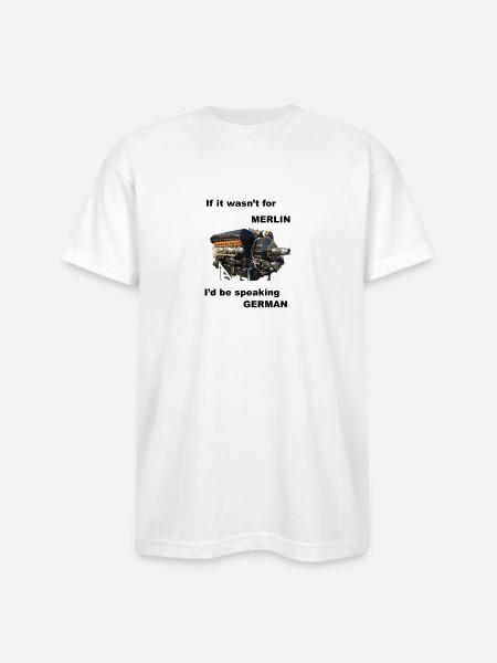 Ode to Rolls Royce Merlin Engine - Bayside Unisex Heavyweight USA Made T-Shirt - white