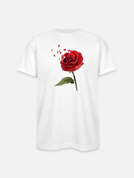 Low-Poly Rose Bloom Tee - Bayside Unisex Heavyweight USA Made T-Shirt - white