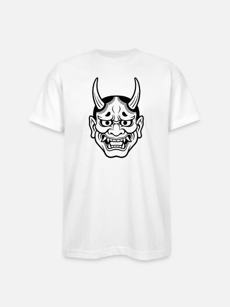japanese demon mask - Bayside Unisex Heavyweight USA Made T-Shirt - white