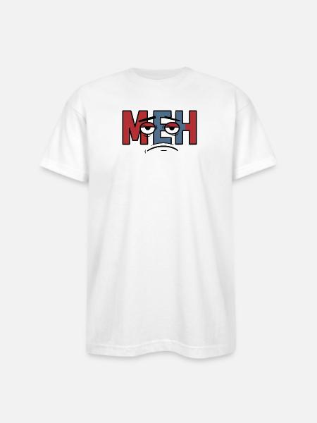 Meh Expression Bold Typography - Bayside Unisex Heavyweight USA Made T-Shirt - white