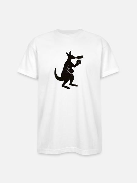Kangaroo Sip Silhouette - Bayside Unisex Heavyweight USA Made T-Shirt - white