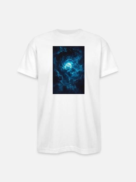 Blue Moonstorm Night Sky - Bayside Unisex Heavyweight USA Made T-Shirt - white