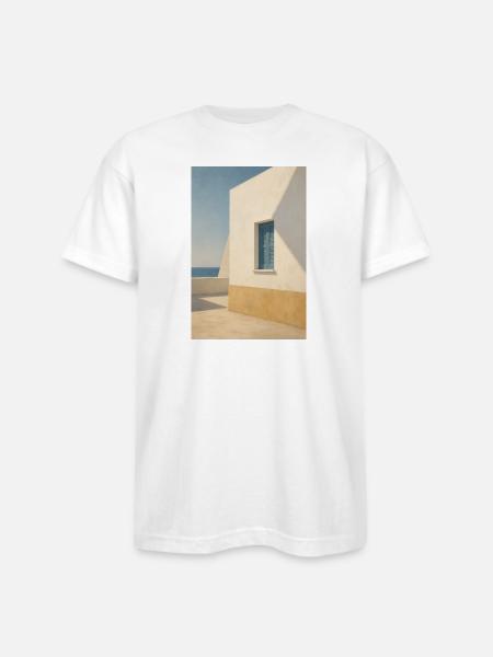 Mediterranean Light by the Sea - Bayside Unisex Heavyweight USA Made T-Shirt - white