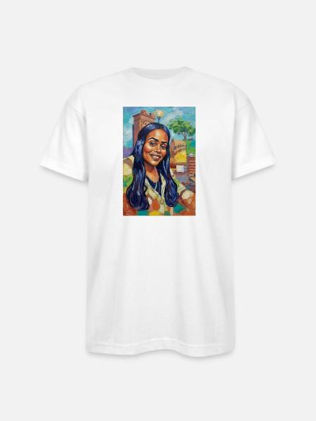 Bluehair City Portrait - Bayside Unisex Heavyweight USA Made T-Shirt - white