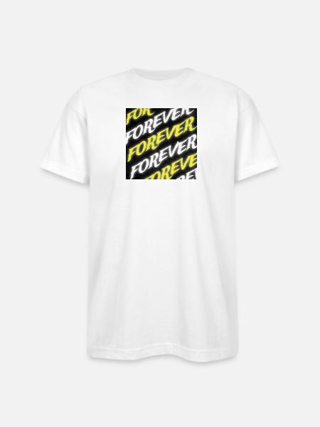 Forever Neon Text - Bayside Unisex Heavyweight USA Made T-Shirt - white