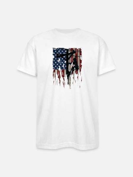 Blue Collar Patriot - Bayside Unisex Heavyweight USA Made T-Shirt - white