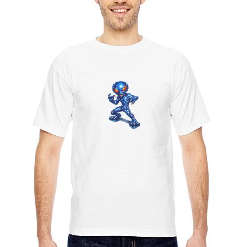 Angry Blue Alien - Bayside Unisex Heavyweight USA Made T-Shirt