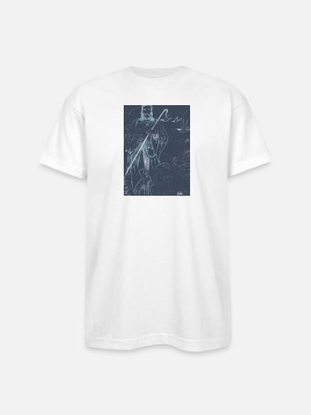 Good Shepherd - Blue Image - Bayside Unisex Heavyweight USA Made T-Shirt - white