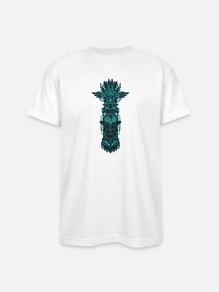 Neon Circuit Totem - Bayside Unisex Heavyweight USA Made T-Shirt - white