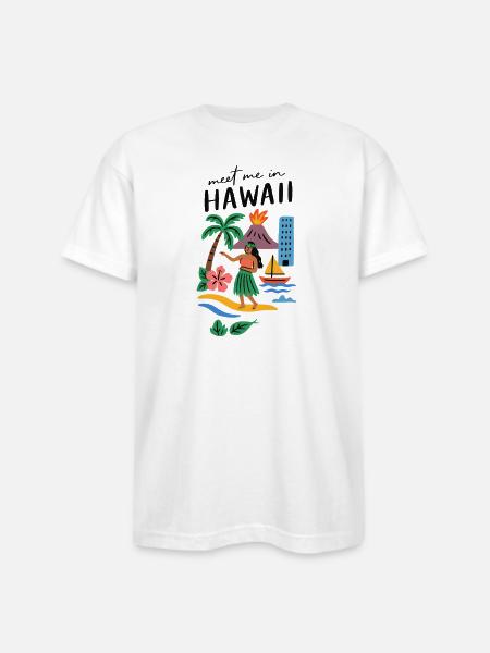 Hawaii Adventure Summer Tee - Bayside Unisex Heavyweight USA Made T-Shirt - white