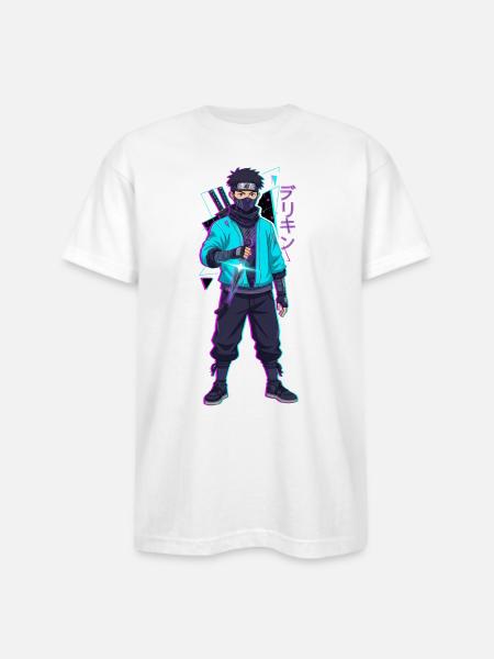 Neon Shinobi Cyan - Bayside Unisex Heavyweight USA Made T-Shirt - white