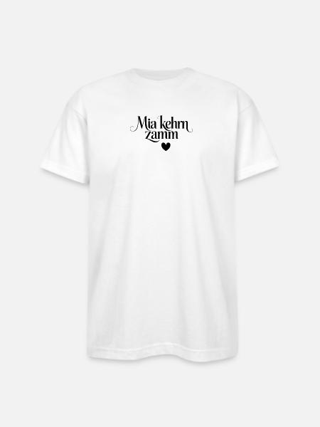Mia Kehm Zammm Script Heart - Bayside Unisex Heavyweight USA Made T-Shirt - white