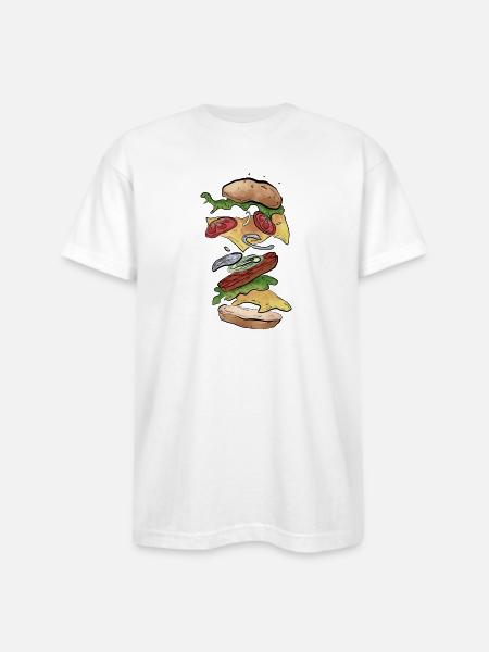 Burger - Bayside Unisex Heavyweight USA Made T-Shirt - white